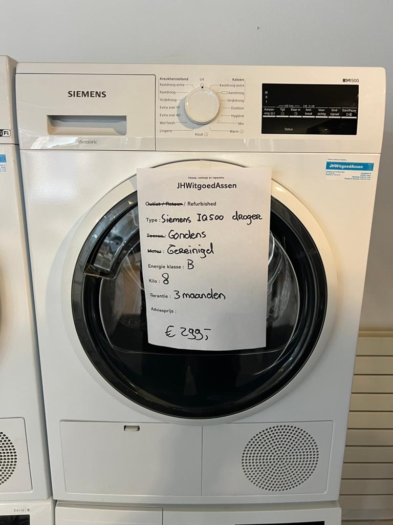 Siemens IQ500 Condensdroger - ZGAN - 8kg - 3 mnd garantie, Witgoed en Apparatuur, Wasdrogers, Zo goed als nieuw, Condens, Voorlader