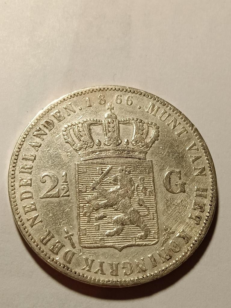 Rijksdaalder Willem drie 1866, Postzegels en Munten, Munten | Nederland, Ophalen of Verzenden, Koning Willem III, 2½ gulden, Zilver