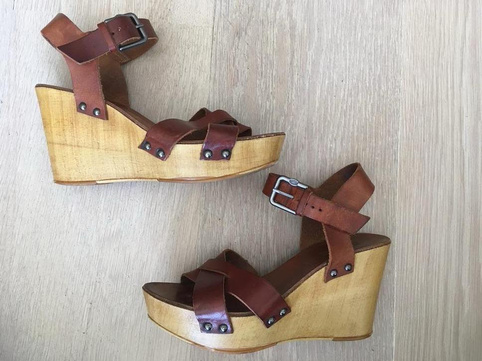 Fred de la Bretoniere wedges !NIEUWSTAAT! maat 37, Ophalen, Zo goed als nieuw, Bruin, Sandalen of Muiltjes
