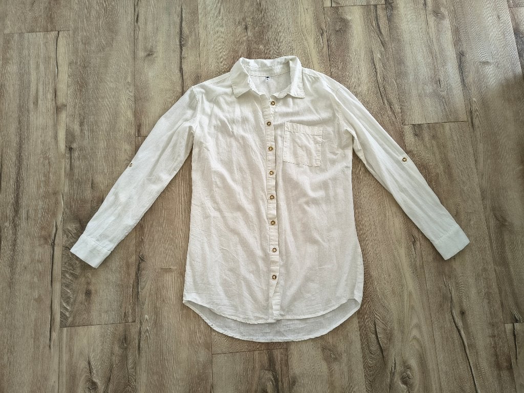 Prachtige witte linnen blouse van Hema, maat S. Dames., Ophalen of Verzenden, Onb, Maat 36 (S), Hema
