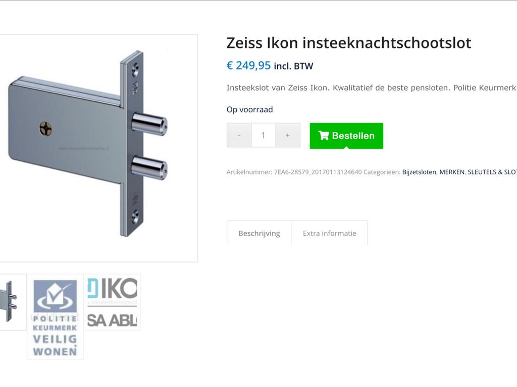 IKON 3211 Veiligheidsbijzetslot SKG** DM56mm - Set van 2, Ophalen of Verzenden, Nieuw, Overige materialen, Slot