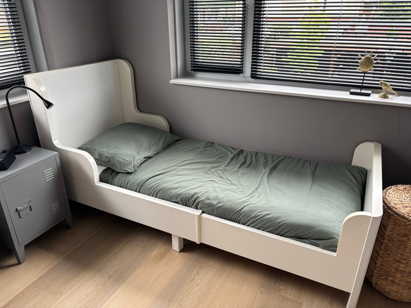 IKEA Busunge meegroeibed wit - Kinderbed, Ophalen, 85 tot 100 cm, Gebruikt, Lattenbodem