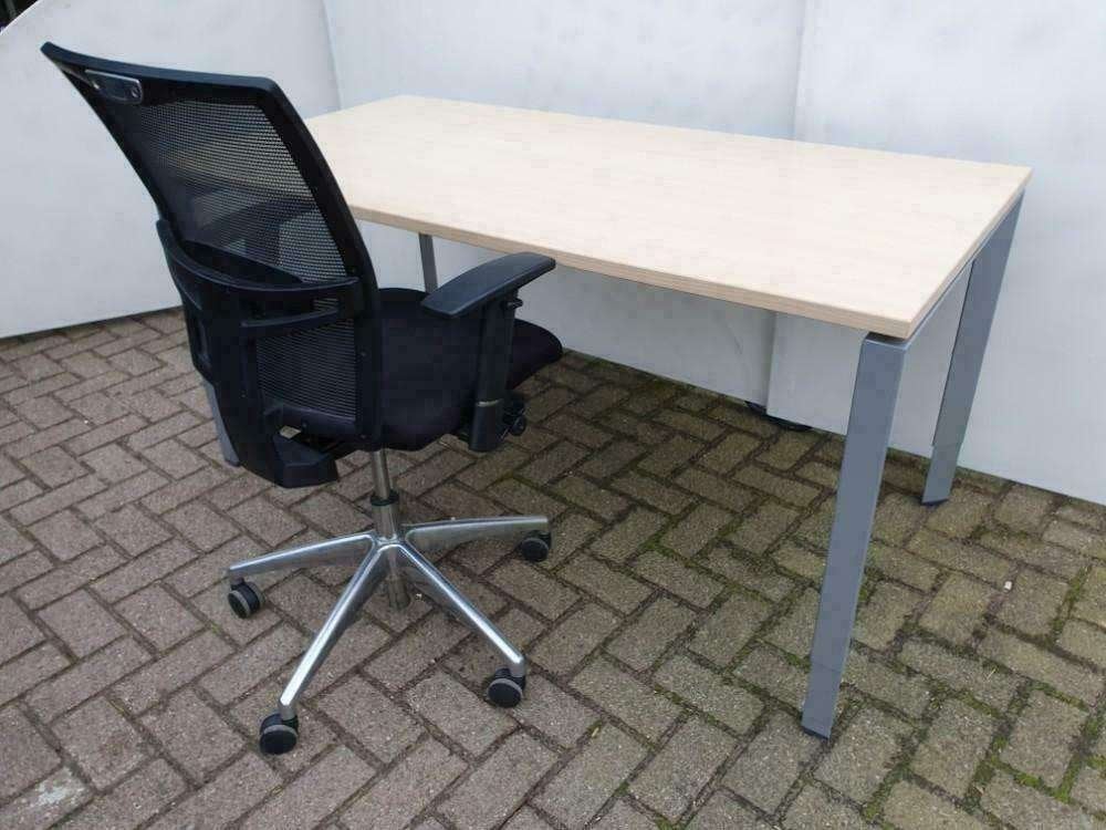 Steelcase bureau 160x80 nw blad naar keuze (wit, eiken etc), 160 cm, In hoogte verstelbaar, Zo goed als nieuw, Postbus Duivendrecht