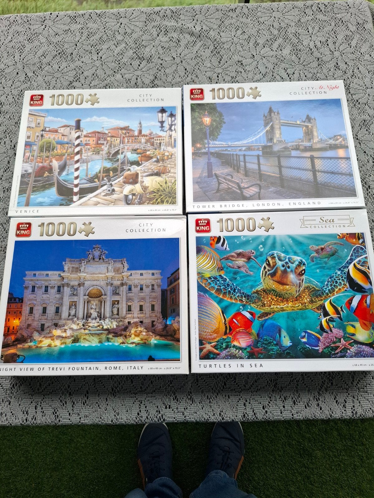 4 x 1000 stukjes legpuzzels, Ophalen, 500 t/m 1500 stukjes, Zo goed als nieuw