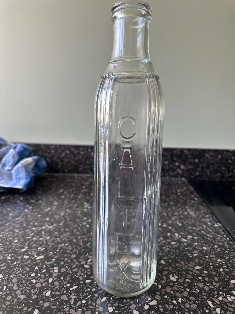 Oude CALTEX oliefles. Motor Oil Glas, bottle, olie fles, Ophalen of Verzenden, Gebruikt, Gebruiksvoorwerp