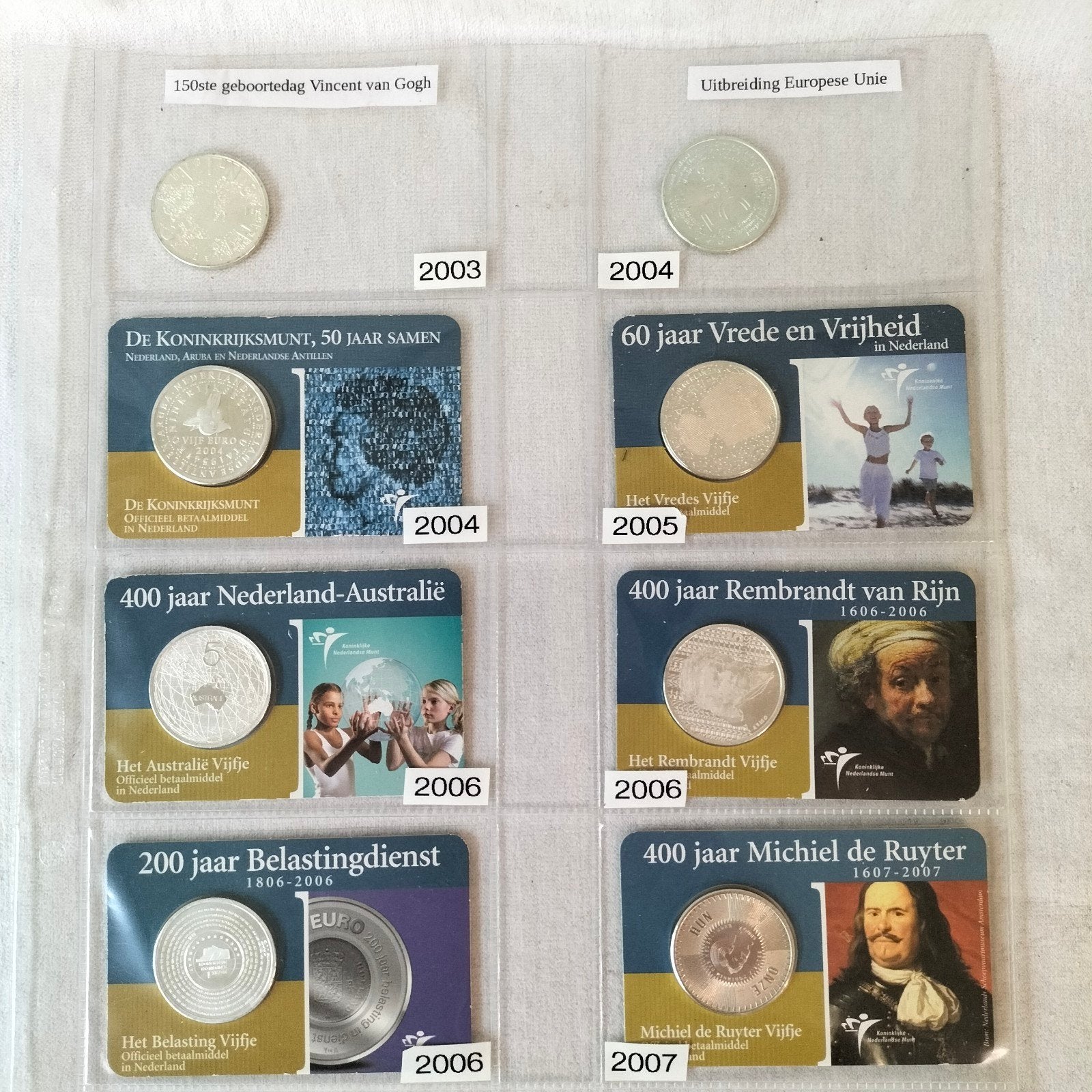 Nederland 5 Euromunten Zilver 2003/2007 (8 stuks), Postzegels en Munten, Munten | Nederland, Setje, Koningin Beatrix, Zilver, Euro's