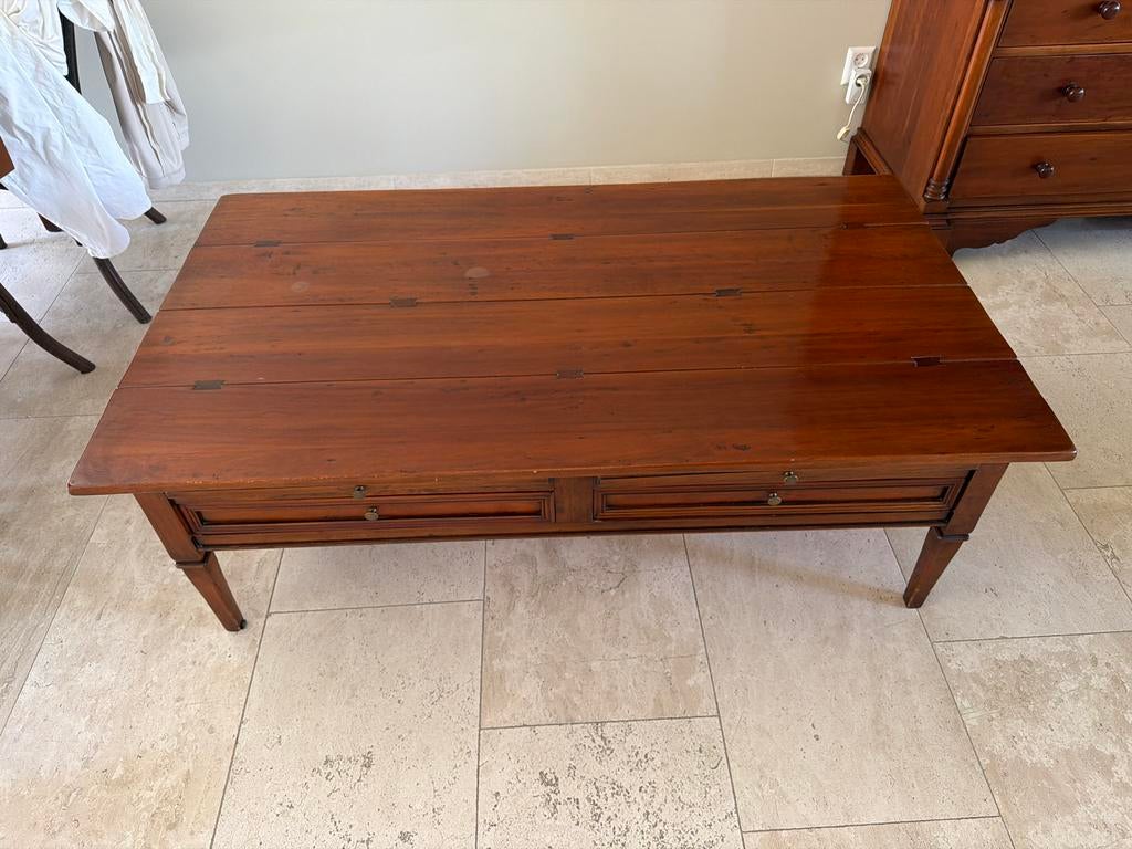 Salontafel met 4 lades en 6 uittrekbare bladen, Ophalen, 100 tot 150 cm, 50 tot 100 cm, Zo goed als nieuw