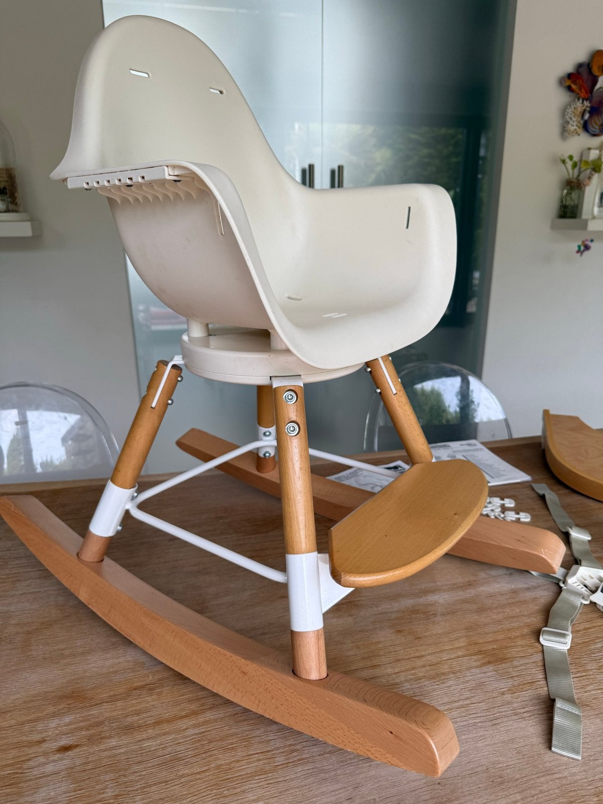 Childhome Evolu ONE.80 Kinderstoel eetstoel met Rockingchair, Ophalen, Zo goed als nieuw, Meegroeistoel, Aanschuifbaar