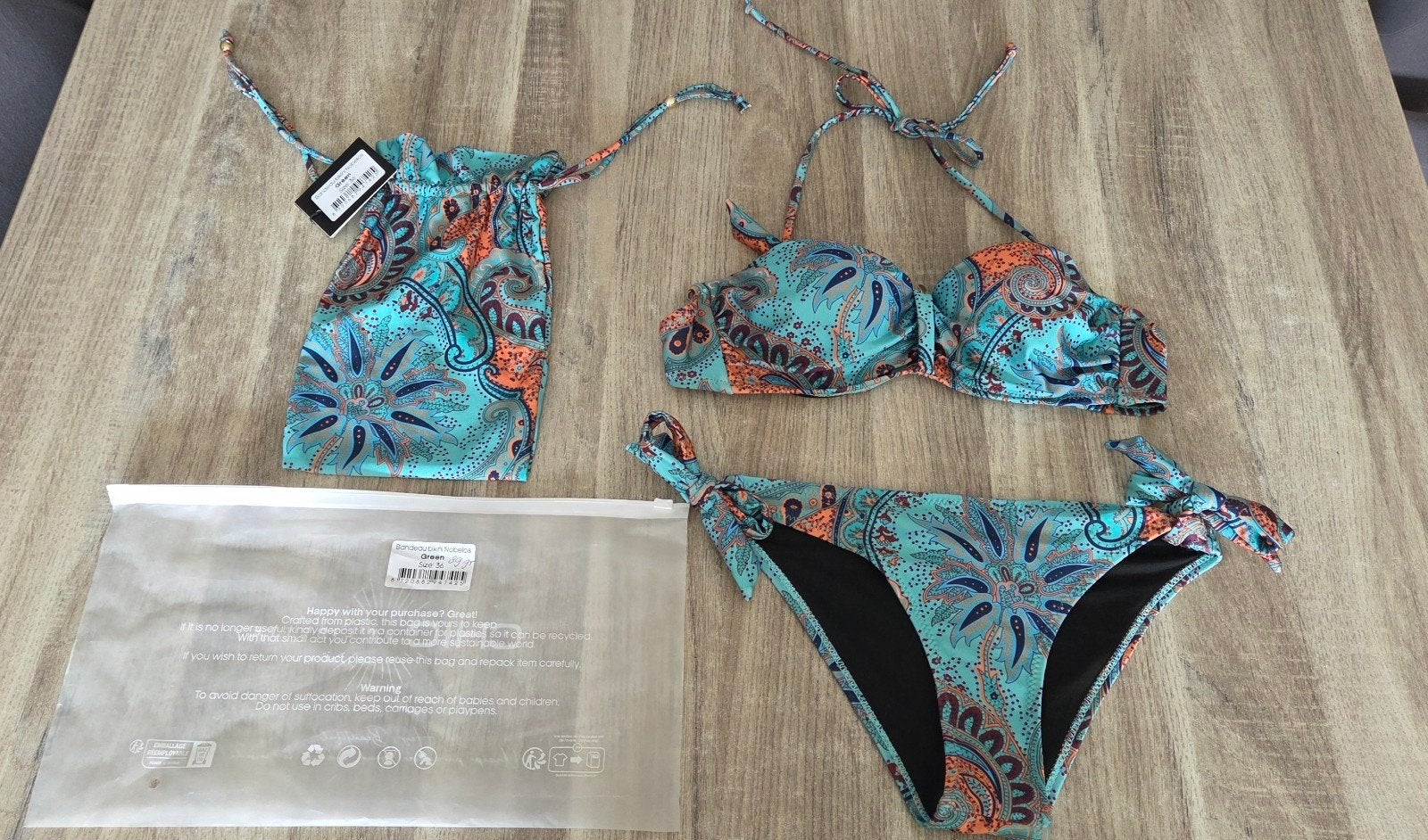nieuwe bandeau bikini nobelos chic by lirette maat 36, Meerkleurig, Nieuw, Ophalen of Verzenden, Bikini