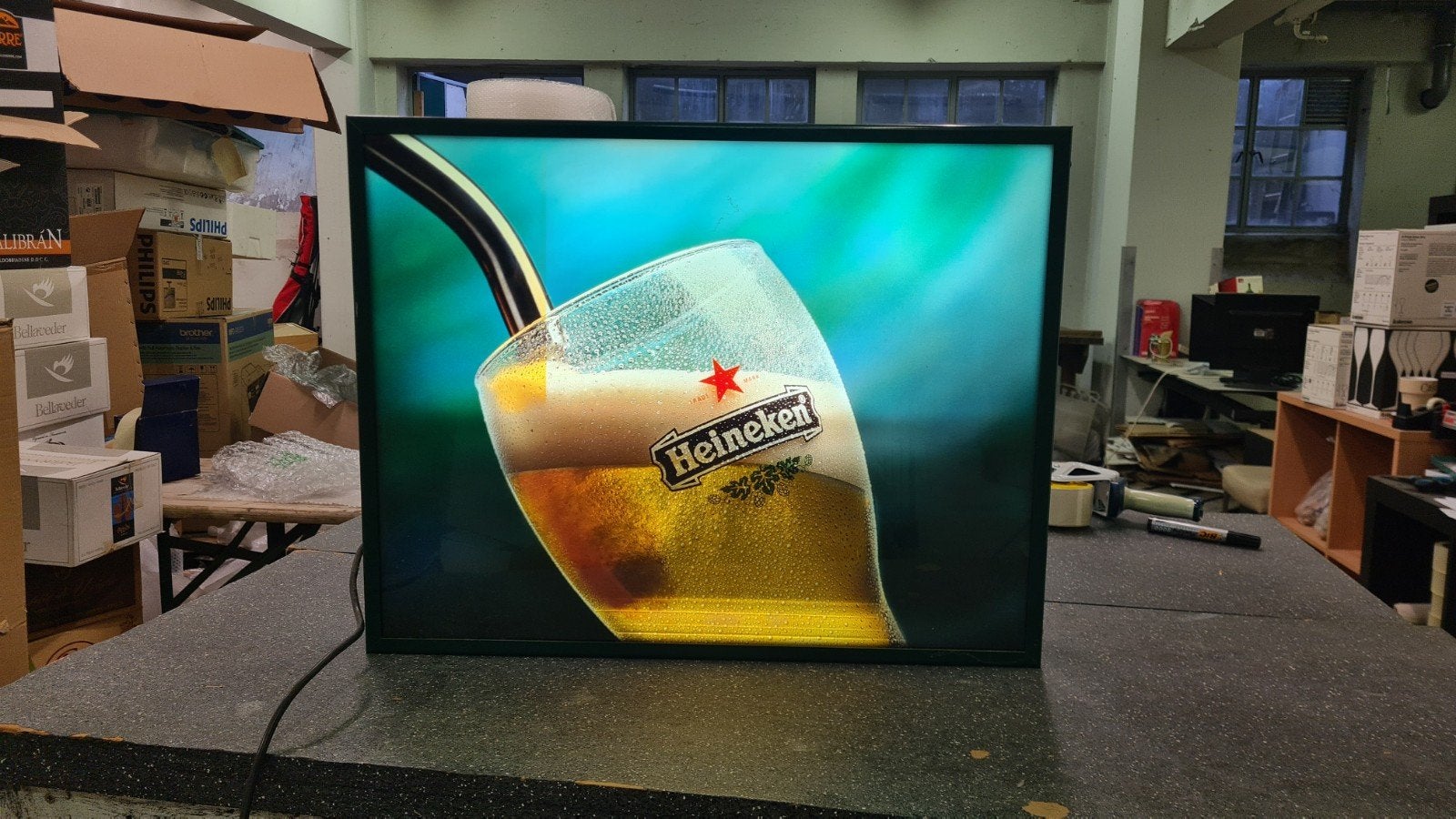 Heineken Lichtbak Reclame - Live Biertje Tappen, Ophalen, Gebruikt, Lichtbak of (neon) lamp