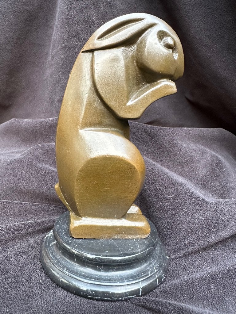 Bronzen Haas/Konijn , art deco, Ophalen of Verzenden, Handgemaakt, Brons, Beeld