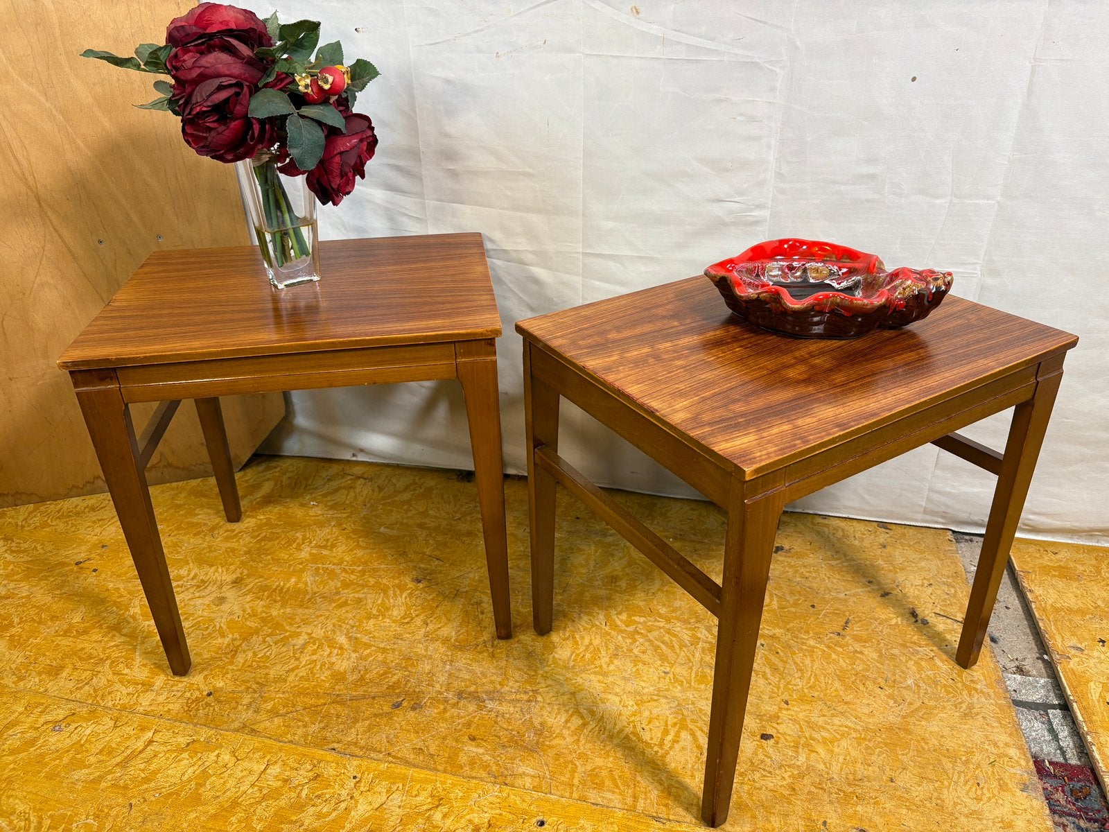 Gratis verzending!Midcenturyretrovintageteakbijzettafels1960, 45 tot 60 cm, Minder dan 55 cm, Gebruikt, -