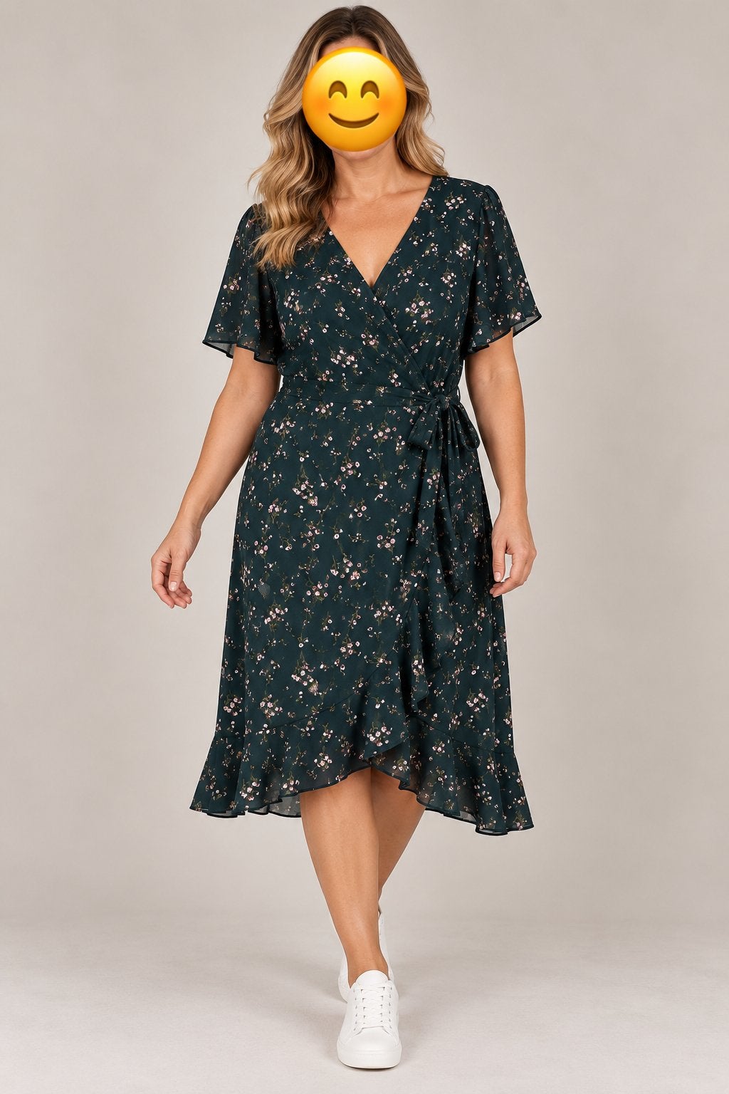 SHEIN dames overslagjurk groen bloemen – maat XL / 44, Kleding | Dames, Maat 42/44 (L), Ophalen of Verzenden, Zo goed als nieuw