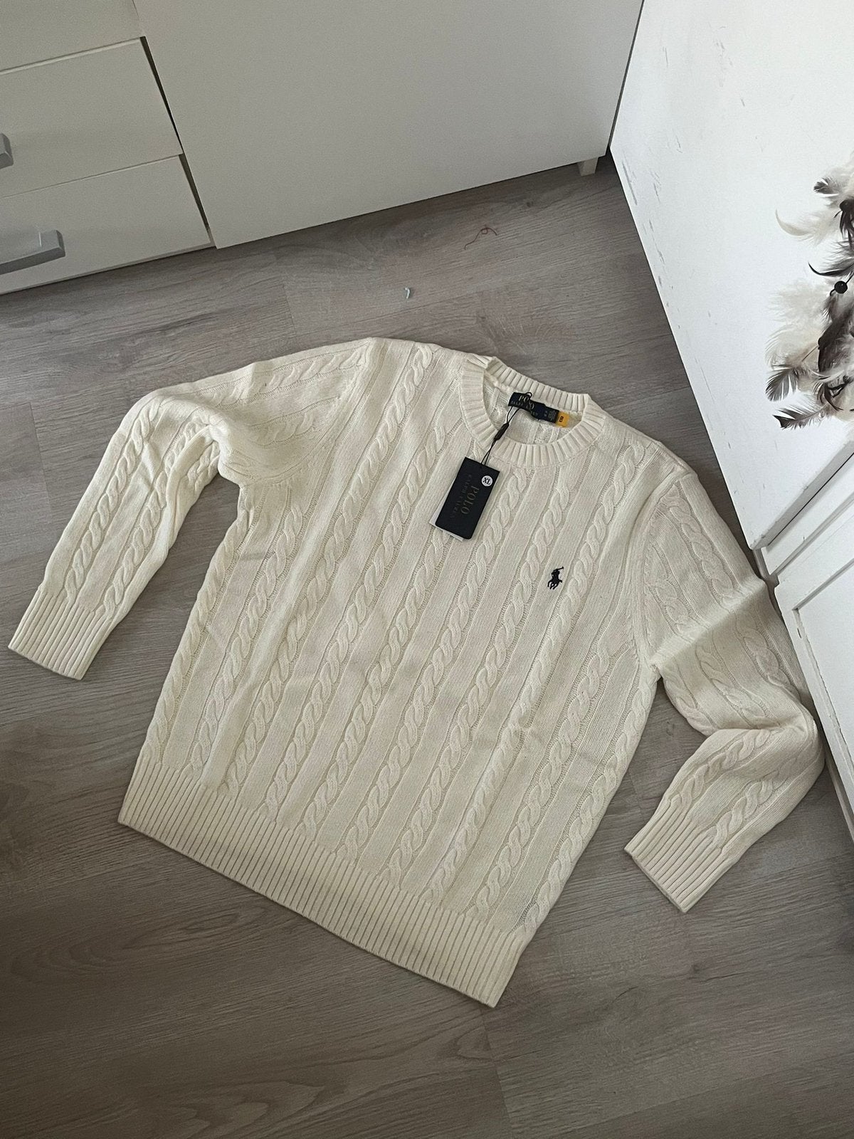 Ralph Lauren Kabeltrui - Wit - XL, Ophalen of Verzenden, Zo goed als nieuw, Maat 56/58 (XL), Wit