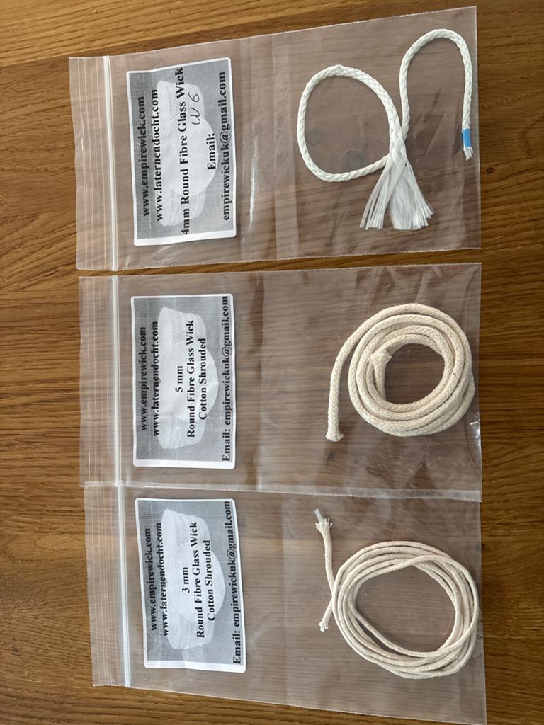 Ronde glasvezel lonten voor olielampen - 3, 4 en 5 mm, Huis en Inrichting, Overige typen, Nieuw, Ophalen of Verzenden, Wit
