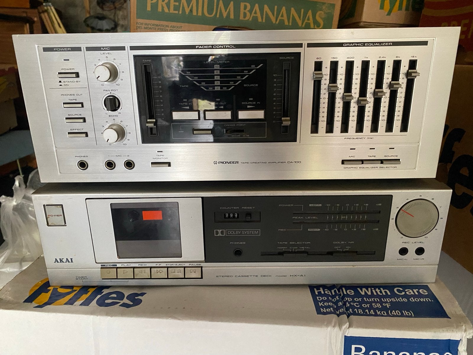 Vintage Pioneer CA-100 Versterker & Akai HX-A1 Cassettedeck, Ophalen of Verzenden, Dubbel, Akai, Tape counter