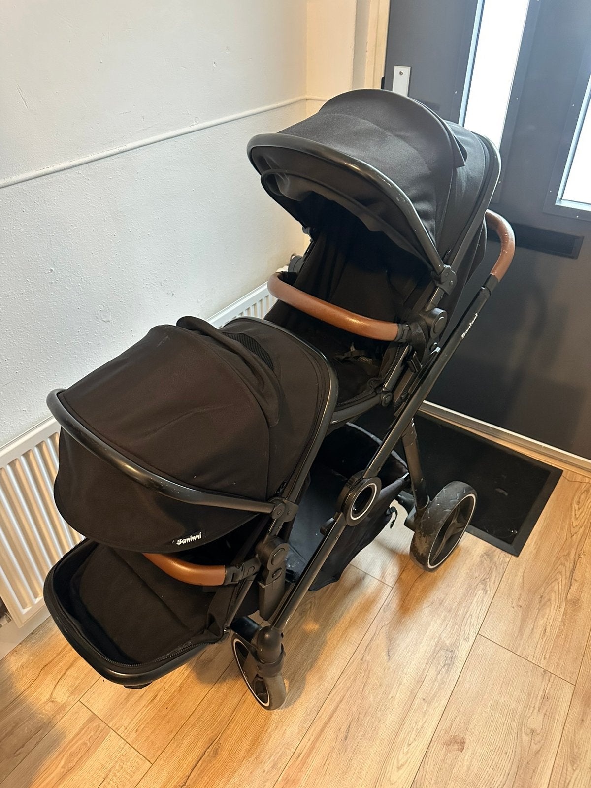 Baninni Duo Kinderwagen – 2 zitjes – Zwart, Ophalen, Gebruikt, Kinderwagen, Overige merken