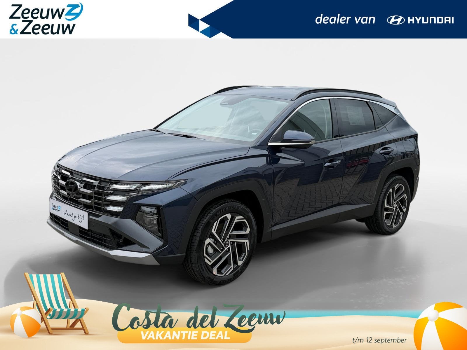 Hyundai Tucson 1.6 T-GDI HEV Premium | NU TOT €8.000,- KOR, Auto's, Hyundai, Lichtsensor, 4 cilinders, Blauw, Bedrijf