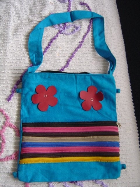 stoffen schouder tas uit India met ritssluiting licht blauw, Sieraden, Tassen en Uiterlijk, Ophalen of Verzenden, Zo goed als nieuw