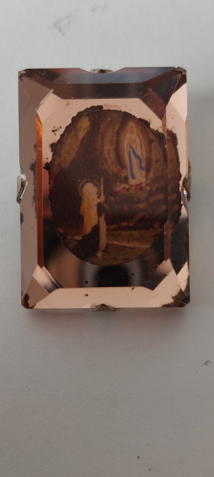 Vintage Maria Lourdes Broche - Religieus Sieraad, Antiek en Kunst, Antiek | Religie, Ophalen of Verzenden