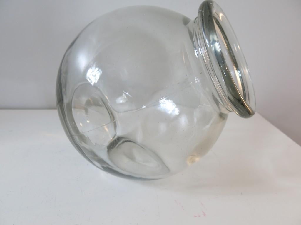 Vintage gekantelde glazen snoeppot bokaal toonbankpot, Ophalen of Verzenden