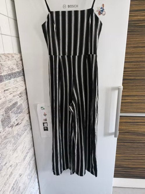 Zwart wit Gestreepte jumpsuit maat m h, Kleding | Dames, Maat 38/40 (M), Zwart, Zo goed als nieuw, Onbekend