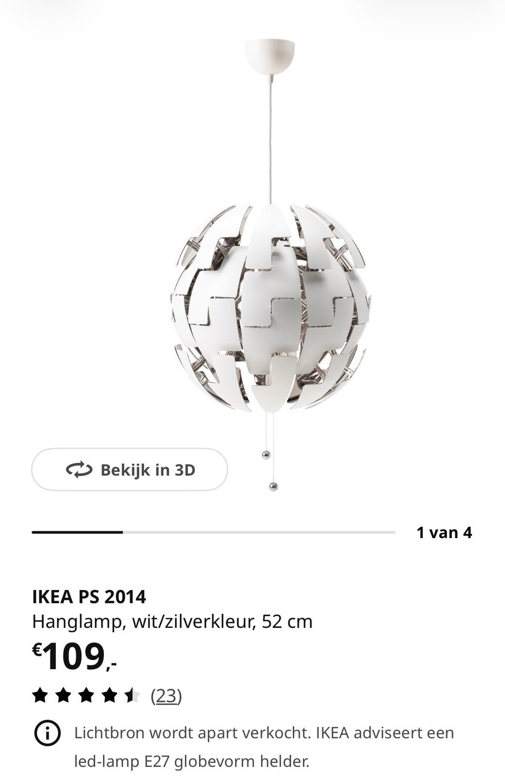 Ikea hanglamp ps2014, Ophalen, Zo goed als nieuw