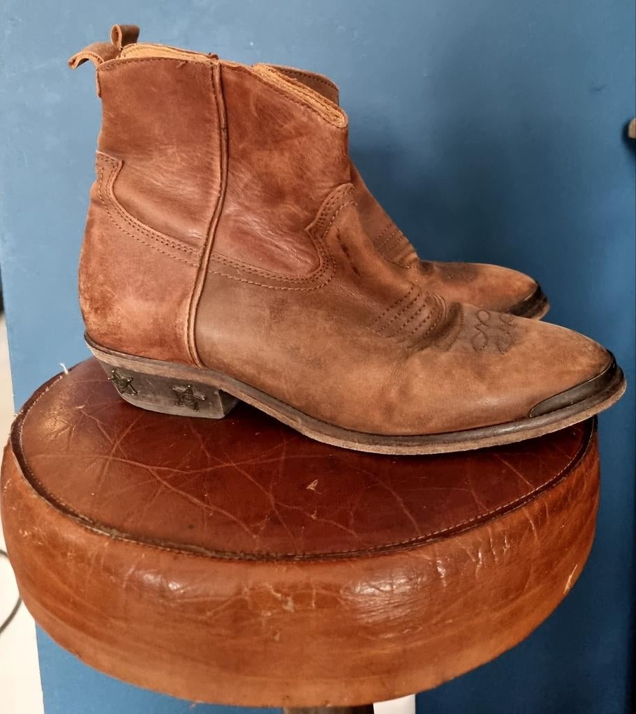 Catarina Martins leren cowboylaarzen - Maat 38, Bruin, Lage of Enkellaarzen, Ophalen of Verzenden, Catarina Martins
