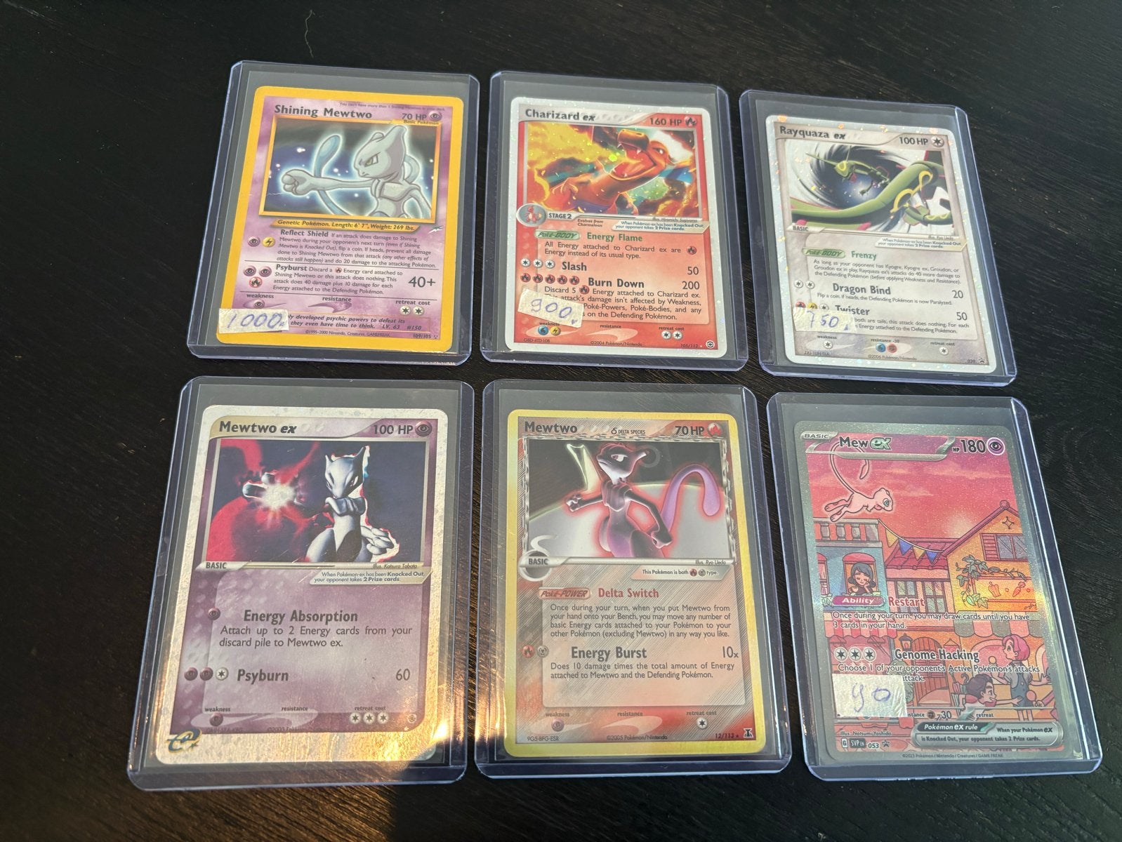 Vintage - Shining Mewtwo, Charizard/Rayquaza ex + PSA slabs, Ophalen of Verzenden, Zo goed als nieuw, Meerdere kaarten, Foil
