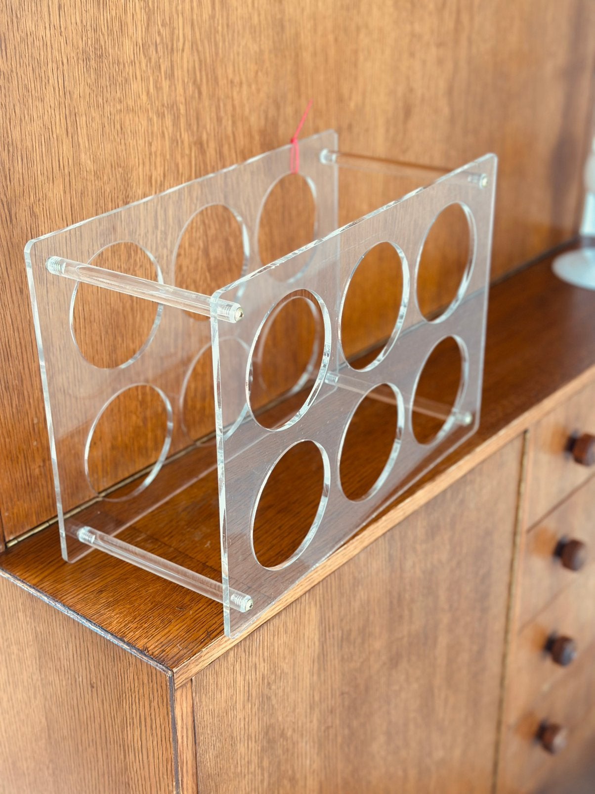Plexiglas wijnrek Acryl Midcentury Vintage 6 flessen, Kunststof, 5 tot 15 flessen, Ophalen of Verzenden, Zo goed als nieuw