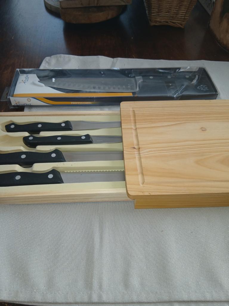 Messenblok met snijplank en koksmes ProChef, Hout, Snij-/serveerplank, Nieuw, Ophalen of Verzenden