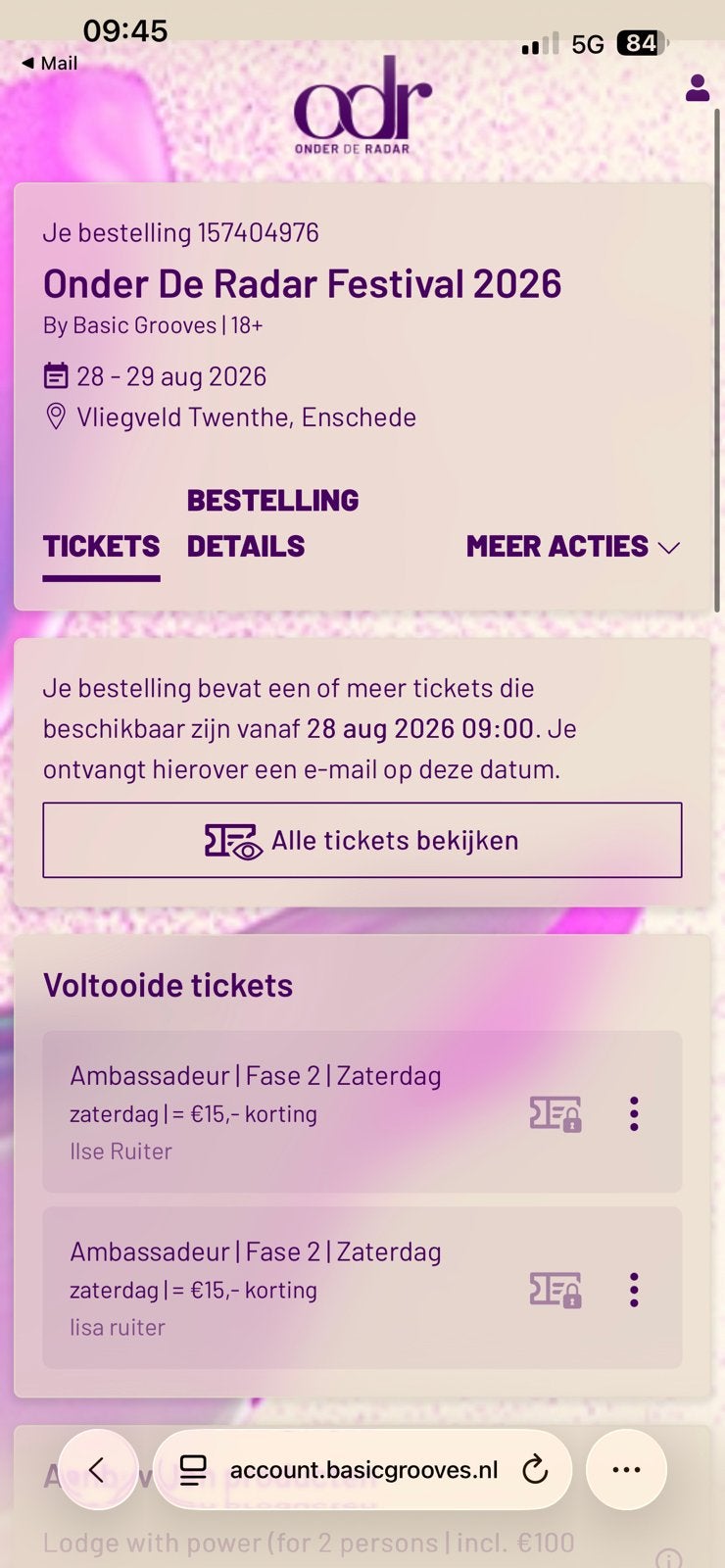 2 tickets Onder de Radar 29 augustus 2026, 33 - 40 uur, Overige niveaus, Starter, Overige vormen