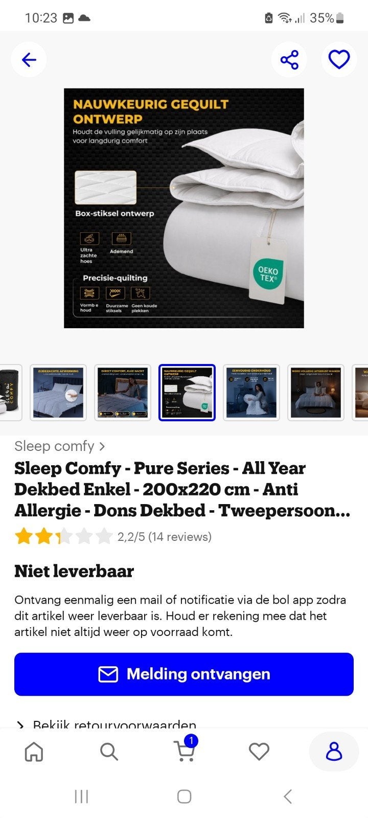 Sleep Comfy Dekbed - All Year - Anti-Allergie - Tweepersoons, Huis en Inrichting, Slaapkamer | Beddengoed, Ophalen, Wit, Dons en Veren