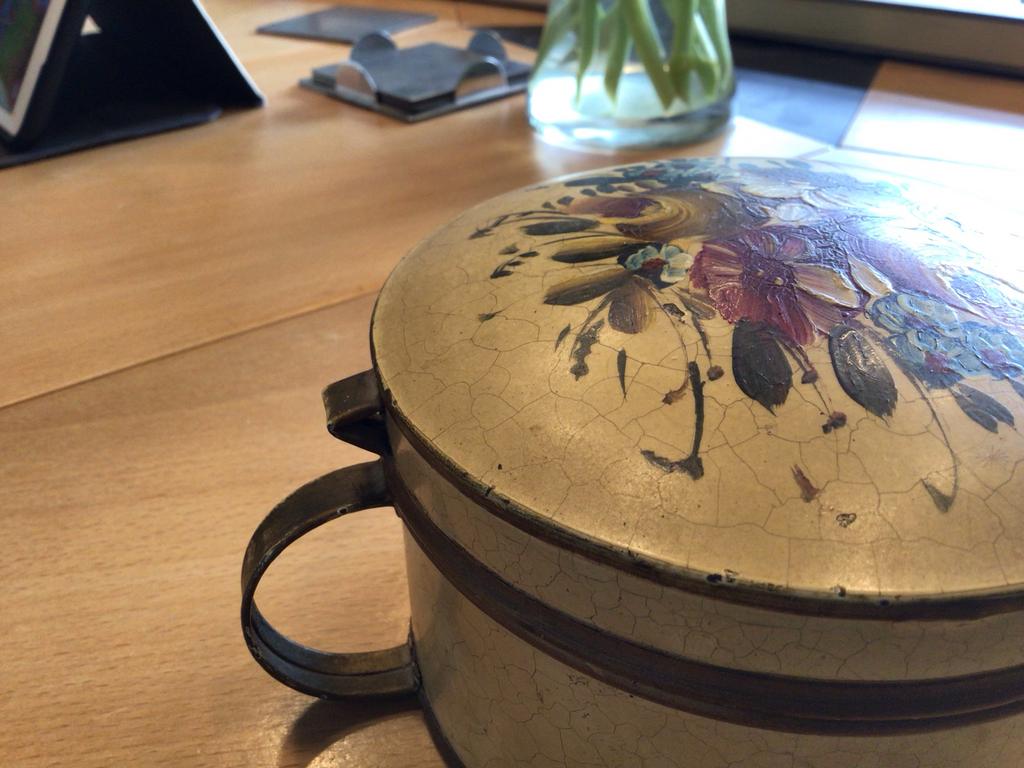 Vintage Trommeltje met Bloemenprint, Antiek en Kunst, Ophalen of Verzenden