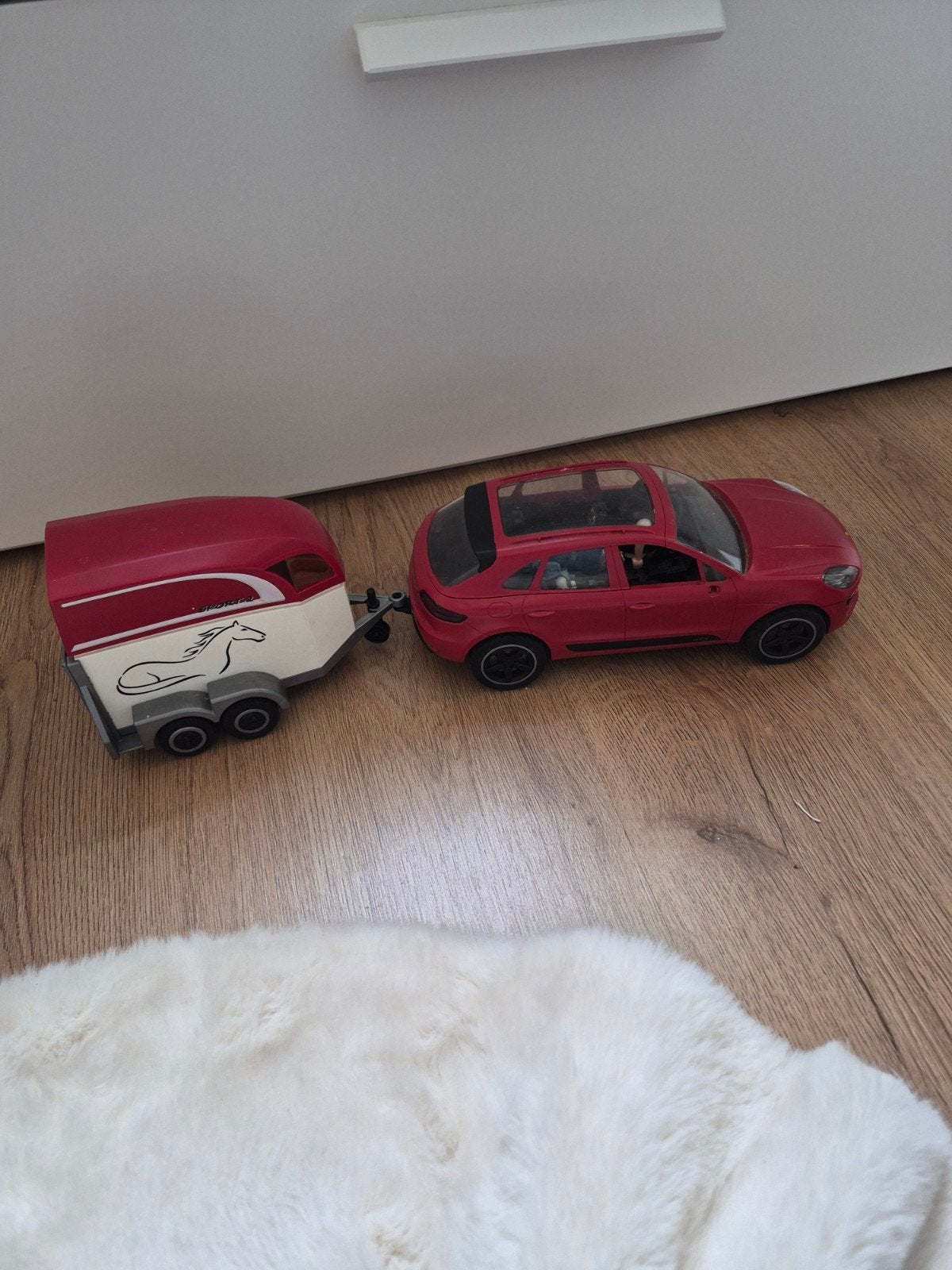Playmobil 9376 Porsche Macan GTS met paardentrailer en paard, Ophalen of Verzenden, Gebruikt