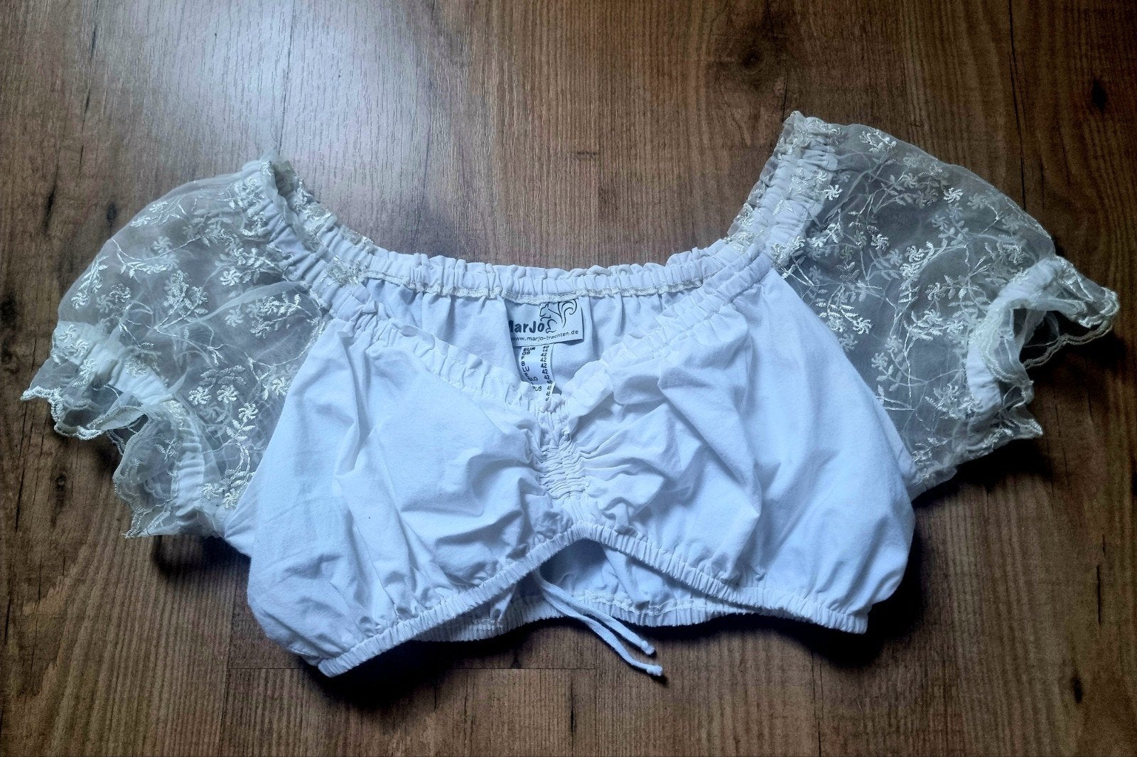 MarJo Dirndl blouse met kanten mouwen, Maat 38/40 (M), Ophalen of Verzenden, Korte mouw, MarJo