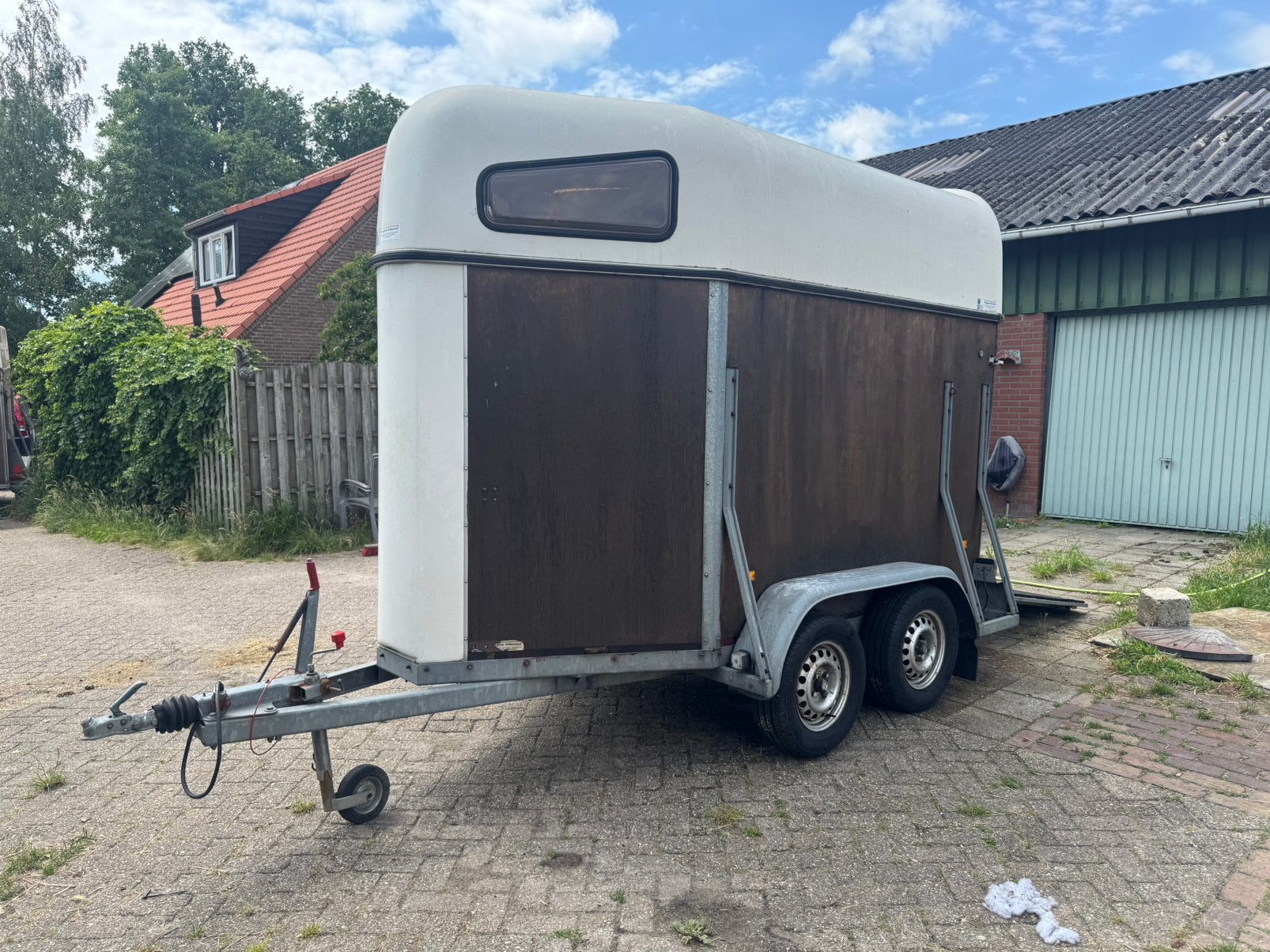 Hotra paardentrailer 1,5 paards, Dieren en Toebehoren, Ophalen, Gebruikt, Hout, 1½-paards trailer