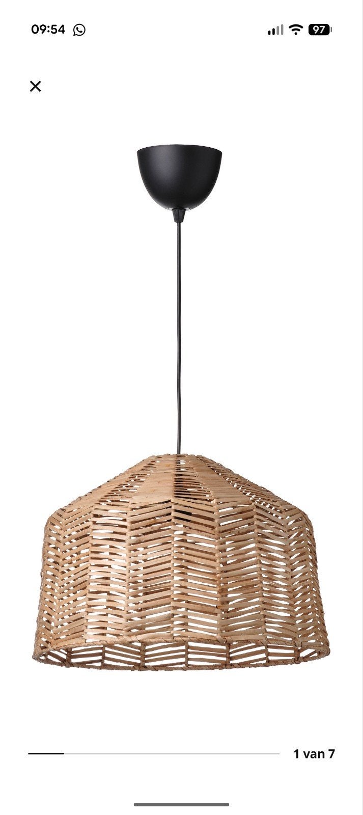 Hanglamp Ikea Kappeland (incl lamp), Huis en Inrichting, Lampen | Lampenkappen, Ophalen, Zo goed als nieuw, Rond