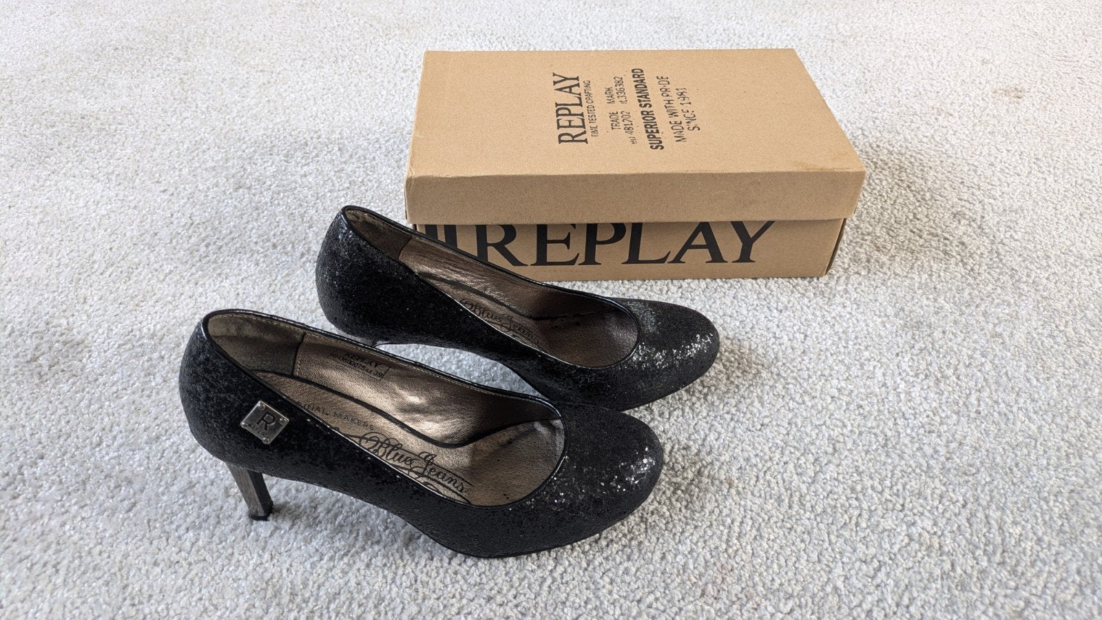 Replay zwarte glitter pumps - Maat 39, Kleding | Dames, Pumps, Zwart, Replay, Ophalen of Verzenden