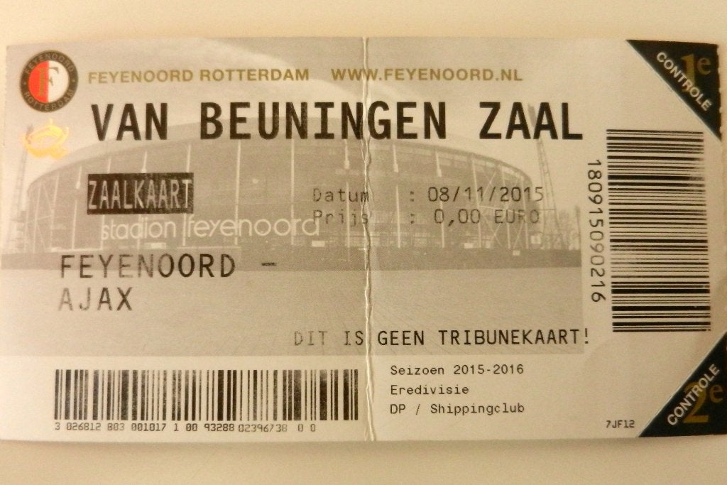 Feyenoord - Ajax 2015 kaart, Ophalen of Verzenden, Zo goed als nieuw, Feyenoord, Poster, Plaatje of Sticker