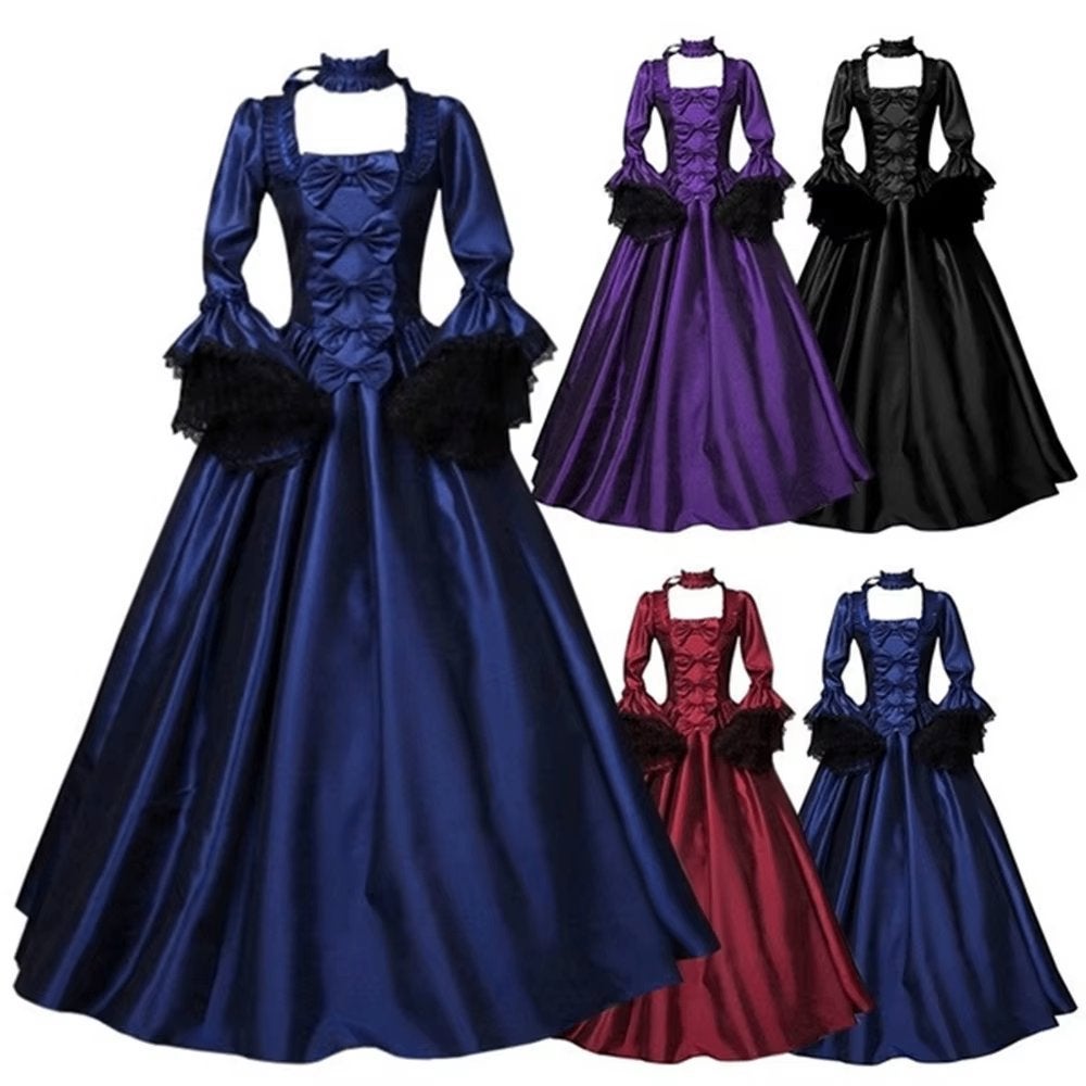 Lange glanzende victoriaanse dames jurk jurkje victoriaans, Verzenden, Nieuw, Pak of Jurk