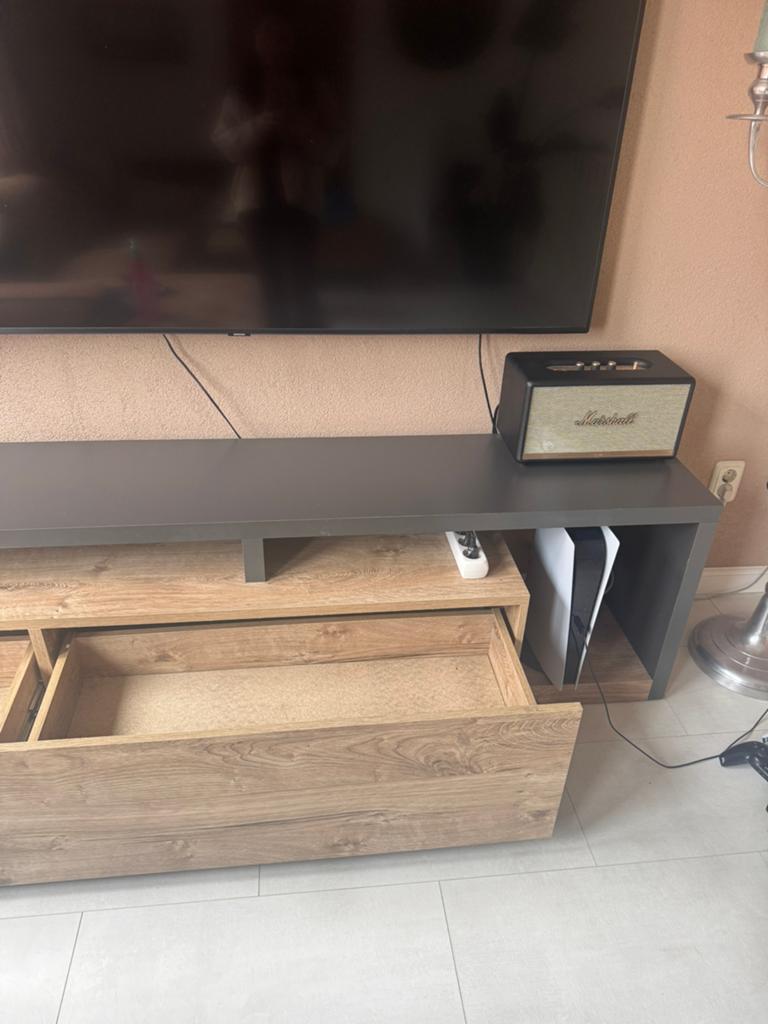 Tv meubel met lade Bello, Huis en Inrichting, Kasten | Dressoirs, Gebruikt, 200 cm of meer, 25 tot 50 cm, Eikenhout, Ophalen