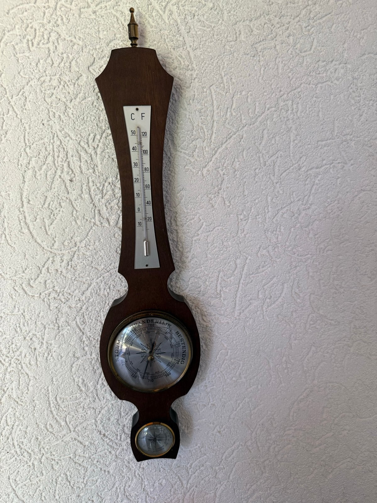 Vintage Barometer Weerstation - Hout en Messing, Ophalen, Gebruikt, Weerstation