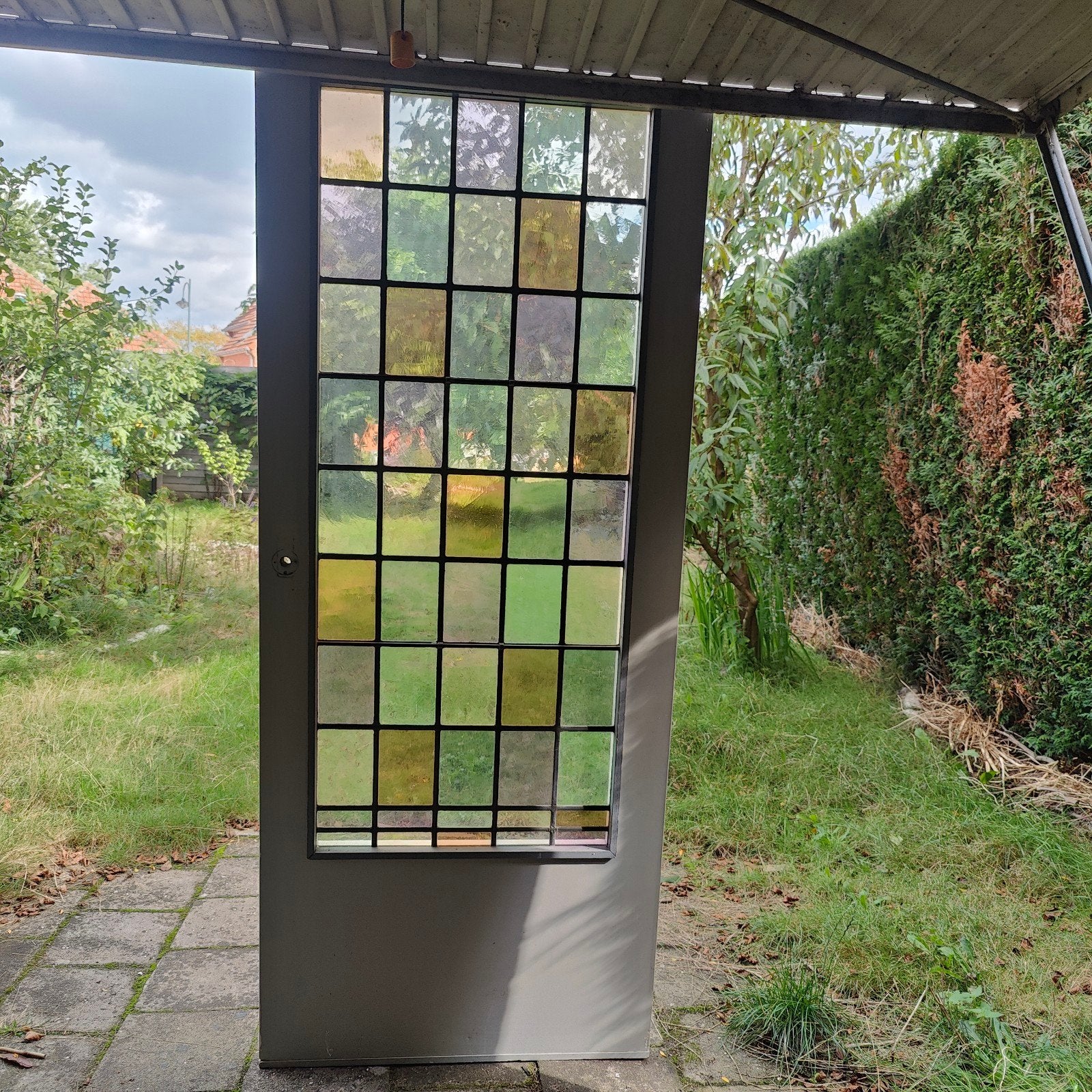glas in lood binnendeur, Doe-het-zelf en Verbouw, Deuren en Horren, Ophalen, Gebruikt, Binnendeur, Glas