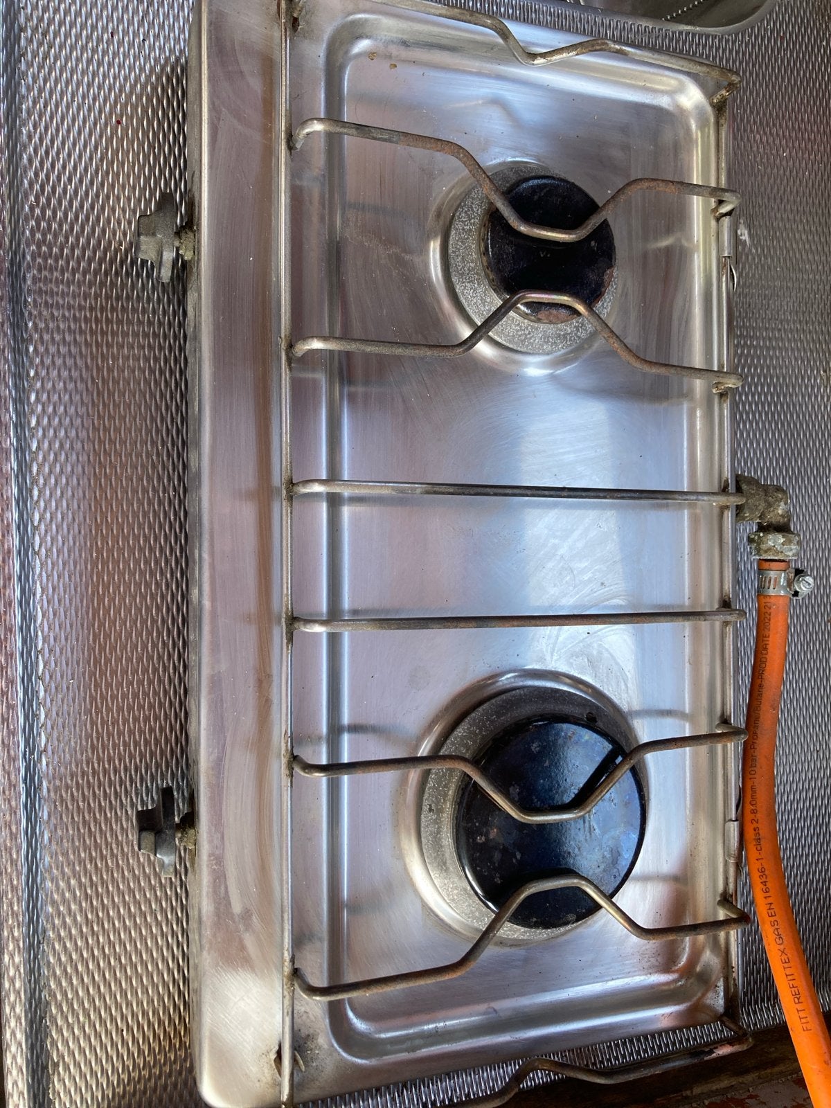 Aluminium gasstel uit jaren '80 voor boot of camping, Ophalen, Gebruikt