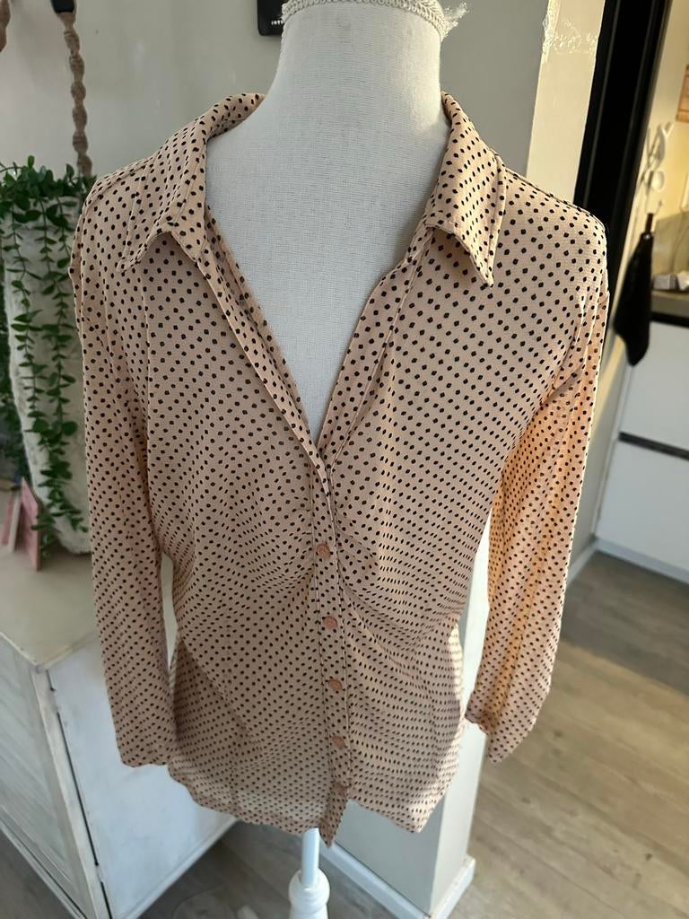 Charles Vögele Blouse met stippen, maat 40, Ophalen of Verzenden, Zo goed als nieuw, Maat 38/40 (M), Beige