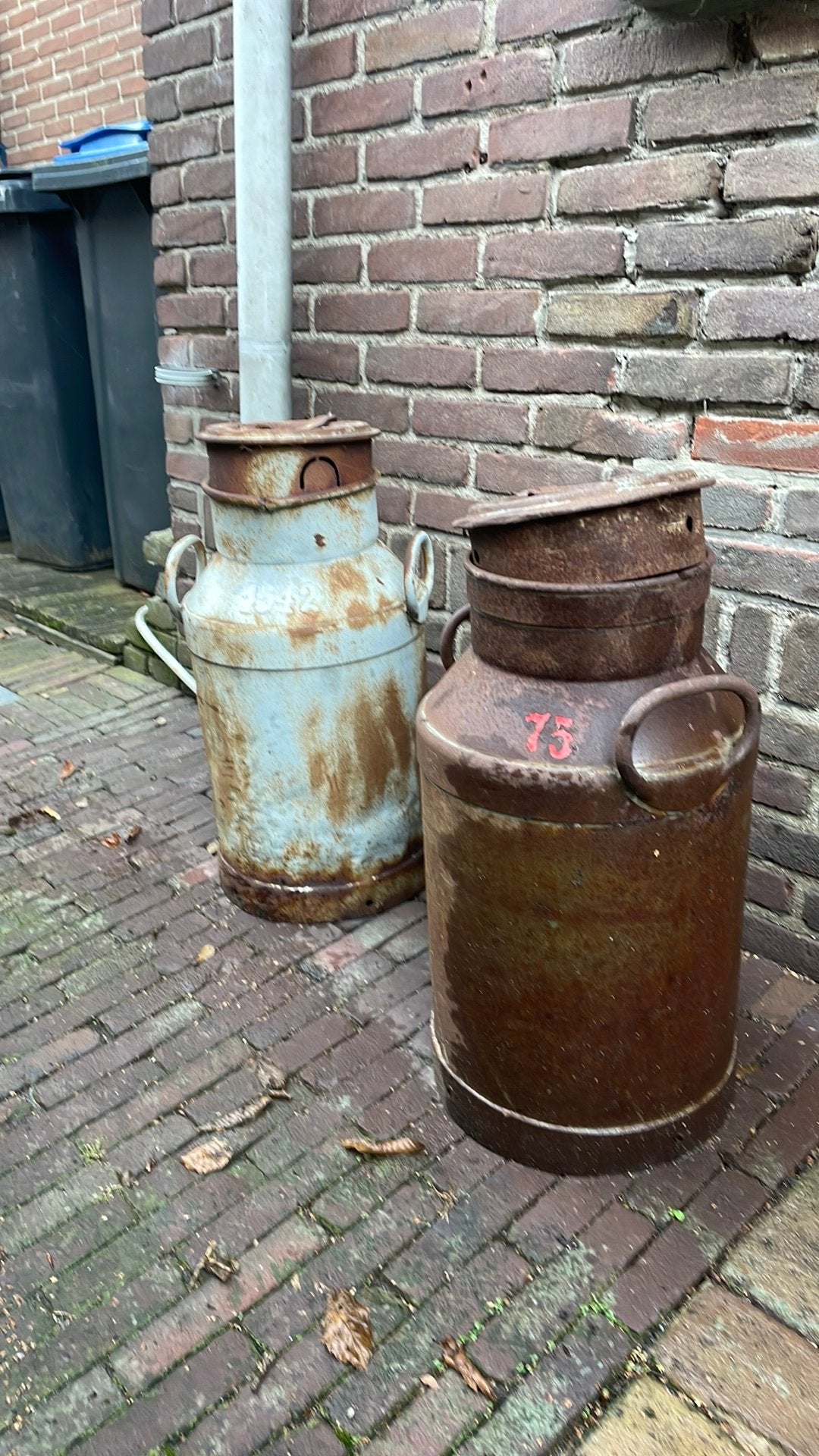 Set van 2 antieke melkbussen voor decoratie, Ophalen of Verzenden