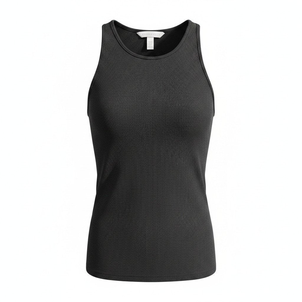 Zwarte rib tanktop van H&M maat M basic top, Maat 38/40 (M), H&M, Zwart, Ophalen of Verzenden