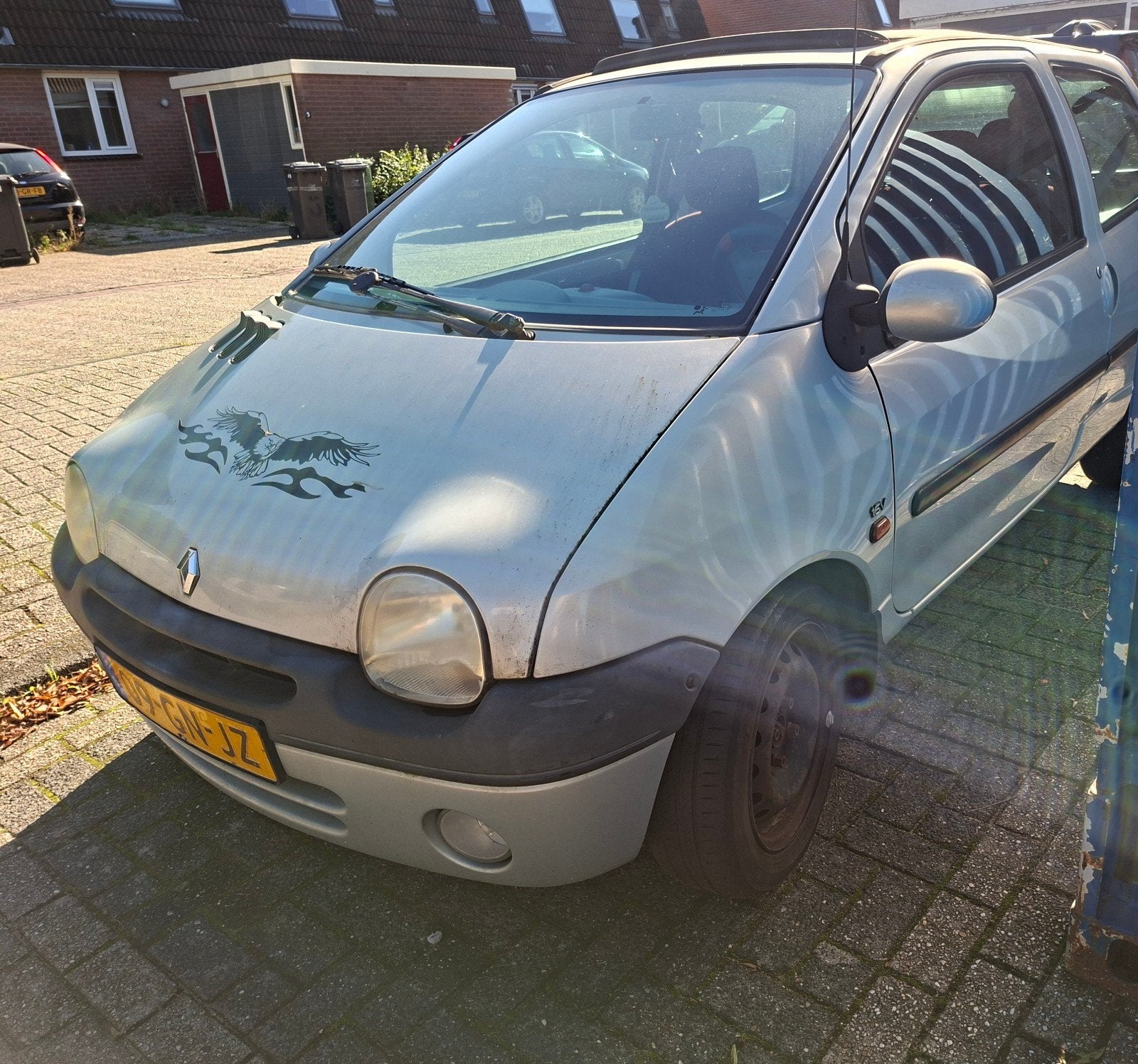 Renault Twingo (trekhaak & open dak) 1.2 16V 2001 Grijs, Voorwielaandrijving, 4 cilinders, 4 stoelen, Origineel Nederlands
