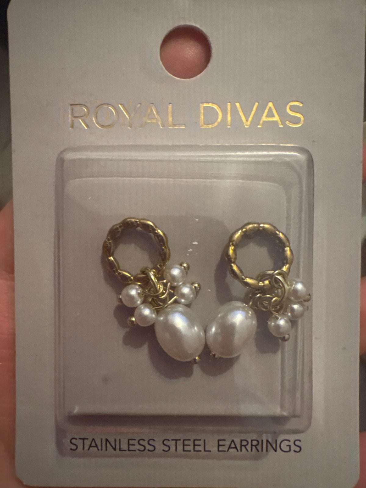 Royal Divas RVS Oorbellen met Parels, Overige materialen, Hangers, Nieuw, Ophalen of Verzenden